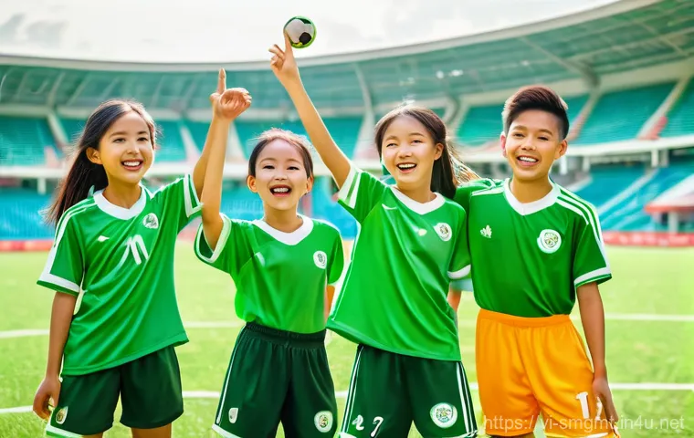 스포츠경영관리사 자격증으로 할 수 있는 일 - **Prompt:** A heartwarming, bright outdoor scene at a community sports program in a park in Vietnam....
