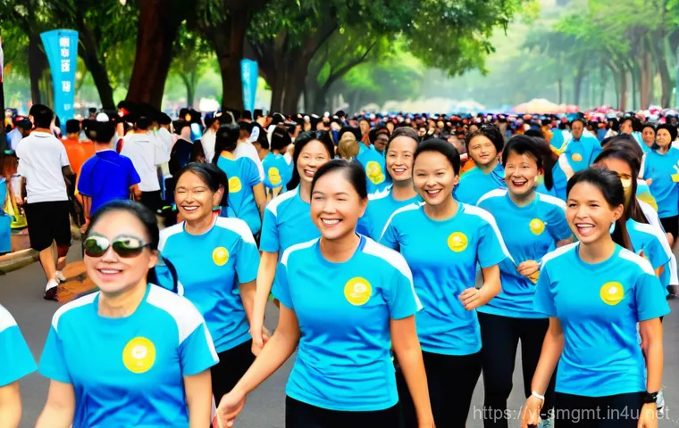 스포츠경영관리사와 파트너십 구축 사례 - **Prompt 1: "Vibrant Community Sports Event with Subtle Management Presence"**
    A bustling outdoo...