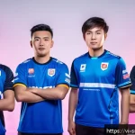Home 18 스포츠경영관리사와 e스포츠 산업 - A professional esports team branding concept showing a diverse group of young Vietnamese esports pla...