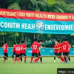 Home 23 스포츠경영관리사 업무 프로세스 이해 - A vibrant scene of a youth soccer tournament in a bustling Vietnamese city park, showcasing diverse ...